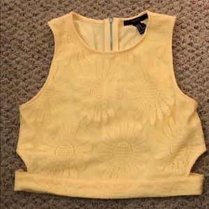 Forever 21 yellow cut out crop top